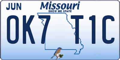 MO license plate OK7T1C