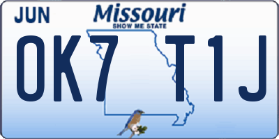 MO license plate OK7T1J