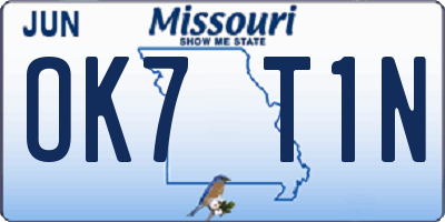 MO license plate OK7T1N