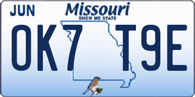 MO license plate OK7T9E