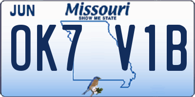 MO license plate OK7V1B