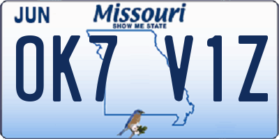 MO license plate OK7V1Z