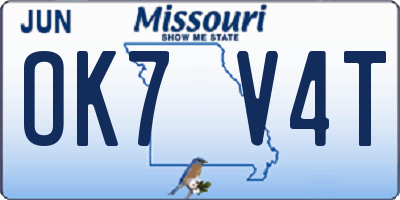 MO license plate OK7V4T