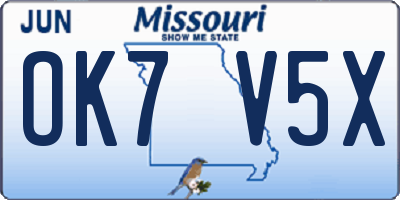 MO license plate OK7V5X