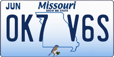 MO license plate OK7V6S
