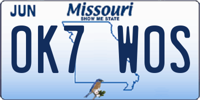 MO license plate OK7W0S