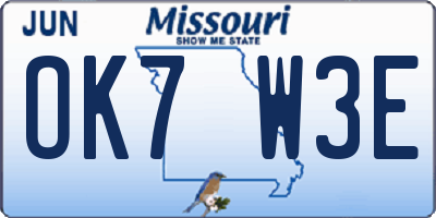 MO license plate OK7W3E