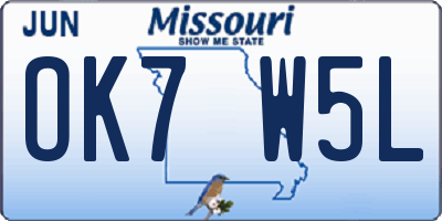 MO license plate OK7W5L