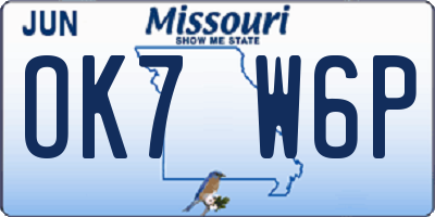 MO license plate OK7W6P