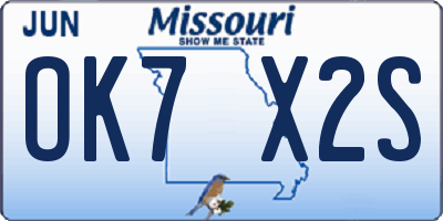 MO license plate OK7X2S