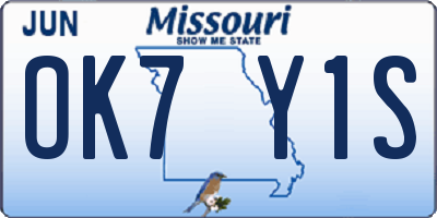 MO license plate OK7Y1S