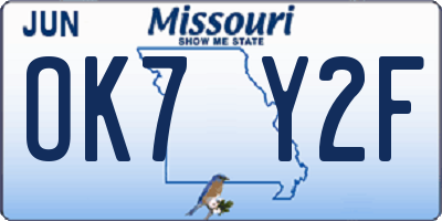 MO license plate OK7Y2F