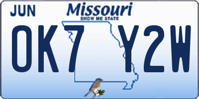 MO license plate OK7Y2W
