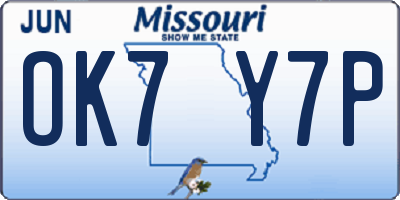 MO license plate OK7Y7P