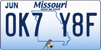 MO license plate OK7Y8F