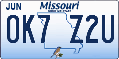 MO license plate OK7Z2U