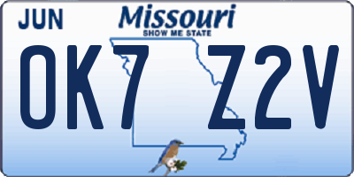 MO license plate OK7Z2V