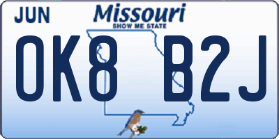 MO license plate OK8B2J