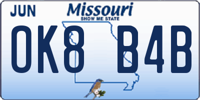 MO license plate OK8B4B