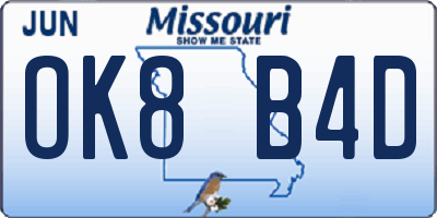 MO license plate OK8B4D