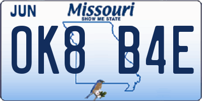 MO license plate OK8B4E