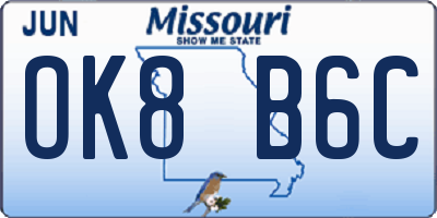 MO license plate OK8B6C