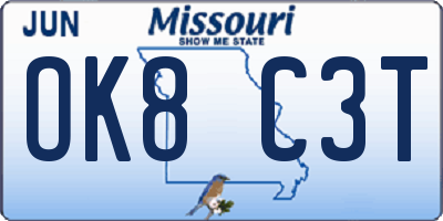 MO license plate OK8C3T