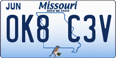 MO license plate OK8C3V
