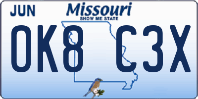 MO license plate OK8C3X