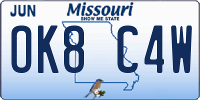 MO license plate OK8C4W