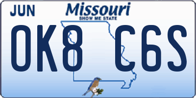 MO license plate OK8C6S