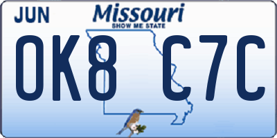 MO license plate OK8C7C