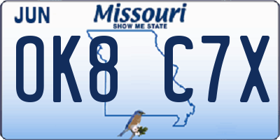 MO license plate OK8C7X
