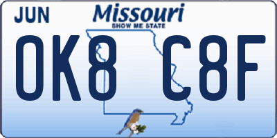 MO license plate OK8C8F