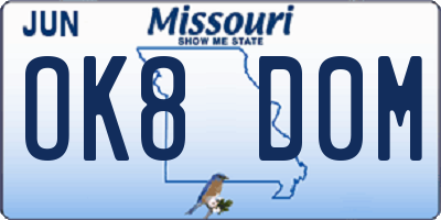 MO license plate OK8D0M
