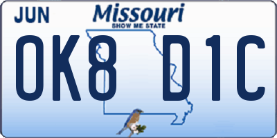 MO license plate OK8D1C