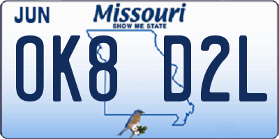 MO license plate OK8D2L