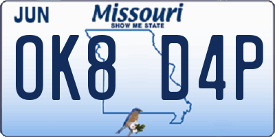 MO license plate OK8D4P