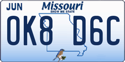MO license plate OK8D6C