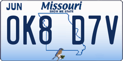 MO license plate OK8D7V