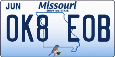 MO license plate OK8E0B