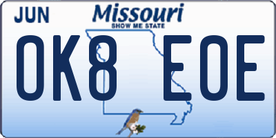 MO license plate OK8E0E