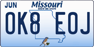 MO license plate OK8E0J