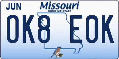 MO license plate OK8E0K