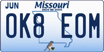 MO license plate OK8E0M