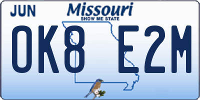 MO license plate OK8E2M
