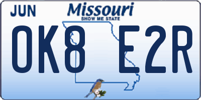 MO license plate OK8E2R