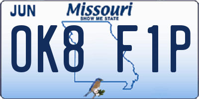 MO license plate OK8F1P