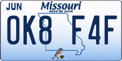 MO license plate OK8F4F