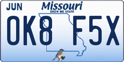 MO license plate OK8F5X